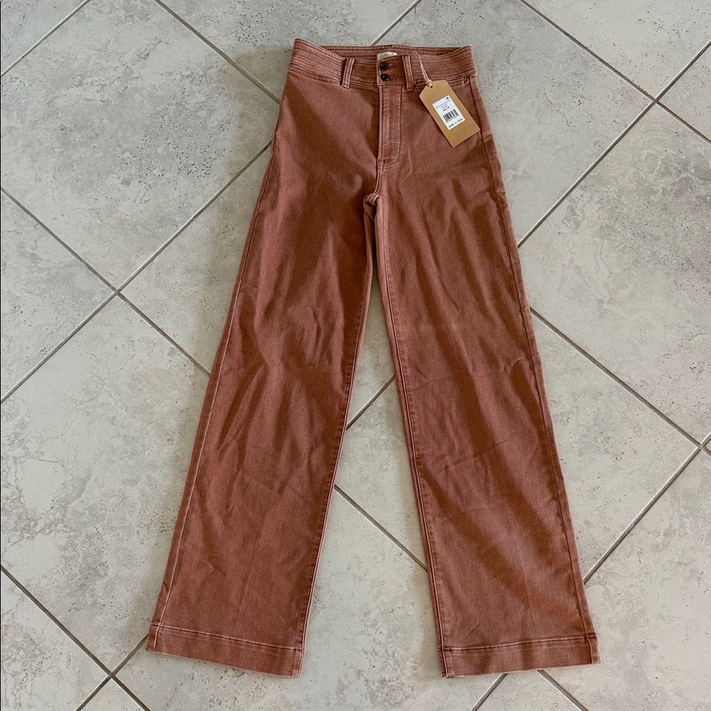 Faherty Clay-Toned High-Rise Wide Leg Pants